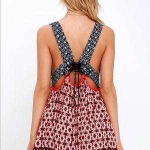 la vie en roses navy blue and red floral print dress